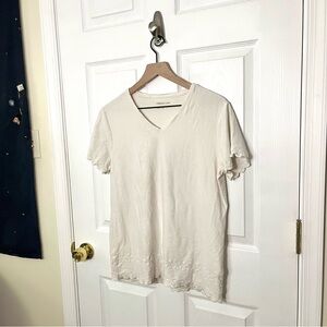 ✧･ﾟ white eyelet accent tee